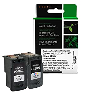 Clover imaging group Clover Remanufactured High Yield Ink Cartridges Replacement for Canon PG-210XL/CL-211XL | Black &amp; Color 2 Pack XL