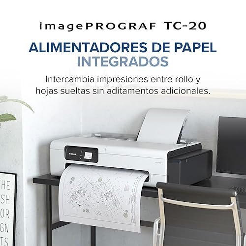 Canon imagePROGRAF TC-20 24 Large Format Poster & Plotter Printer - Automatic Roll & Cut Sheet Paper Feeder, Ships with 280ml of Ink - USB, Wi-Fi, LAN
