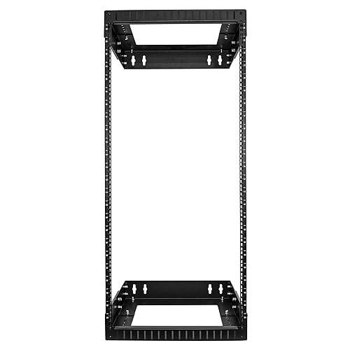 StarTech.com 2-Post 24U Heavy-Duty Wall Mount Network Rack, 19 Open Frame Server Rack with Adjustable Depth, Wall Mount Data Rack for IT / AV / Patch Panel / Computer Equipment (RACK-24U-20-WALL-OA)