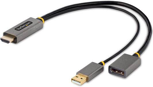 StarTech.com 1ft (30cm) HDMI to DisplayPort Adapter Cable, Active 4K 60Hz HDMI 2.0 to DP 1.2 Converter, HDR, USB Bus Powered, HDMI Source to DisplayPort Monitor for Laptops/PC (128-HDMI-DISPLAYPORT)
