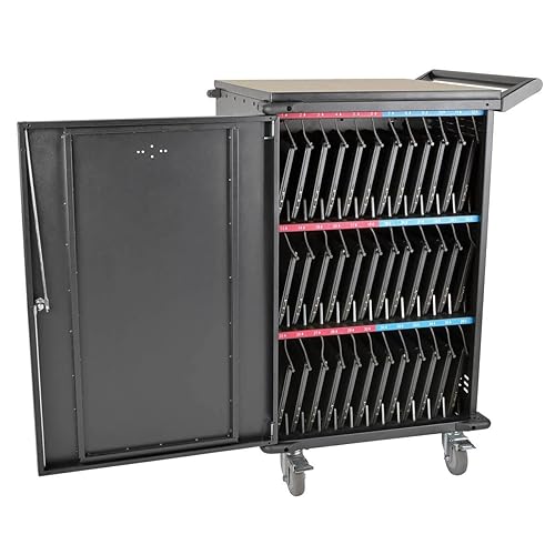 Tripp Lite CSC36AC 36-Port AC Charging Cart Storage Station for Chromebooks, Laptops, Tablets, Black Cart 36 AC Port