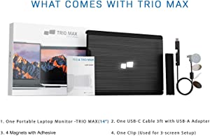 Mobile Pixels Trio Max Portable Monitor, 14'' Full HD IPS Dual Triple Monitor for laptops, USB C/USB A Portable Screen,Windows/Mac/OS/Android/Switch Compatible (1x Monitor Only) Trio Max 14.1" (2023)