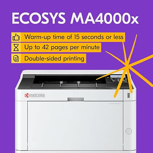 KYOCERA ECOSYS PA4000wx B/W Wireless Laser Printer. Up to 42ppm and High-Speed Gigabit Ethernet. Mobile Capabilities