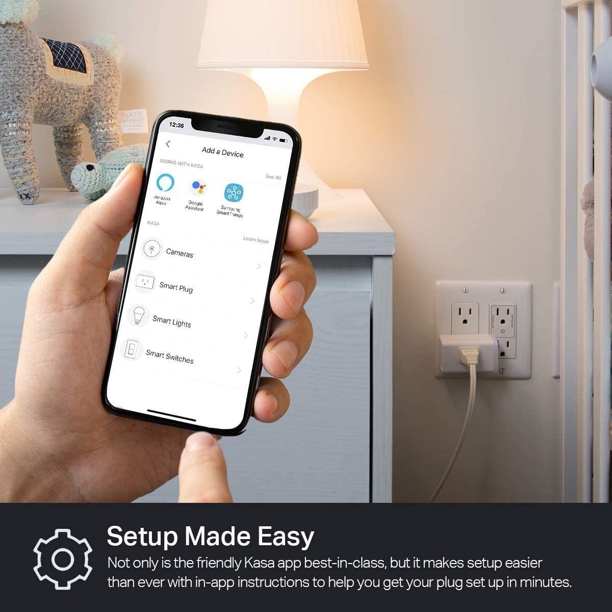 Kasa Smart Plug by TP-Link, Smart Home Wi-Fi Outlet Works with Alexa, Echo, Google Home &amp; IFTTT, No Hub Required, Remote Control, 15 Amp, UL Certified, 1-Pack(HS103) , WHITE