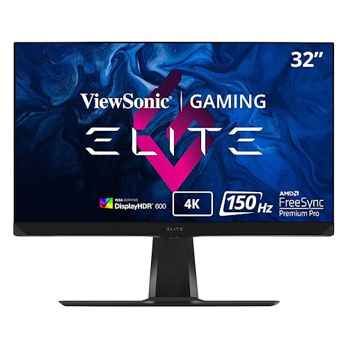 ViewSonic Elite XG320U 32 Inch 4K UHD 1ms 150Hz Gaming Monitor with FreeSync Premium Pro, HDR 600, HDMI, DisplayPort, USB, and Advanced Ergonomics for Esports 32-Inch 150Hz 4K Monitor