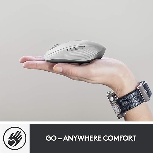 Logitech MX Anywhere 3 for Mac – Wireless, Ultrafast Magnetic Scrolling, Any Surface, 4000DPI Sensor, USB-C, Bluetooth,MacBook Pro,Macbook Air,iMac,iPad Compatible - Pale Grey Mouse