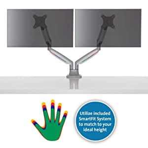 Kensington K55471WW Monitor Arm One Touch Height Adjustable , grey dual arm grey