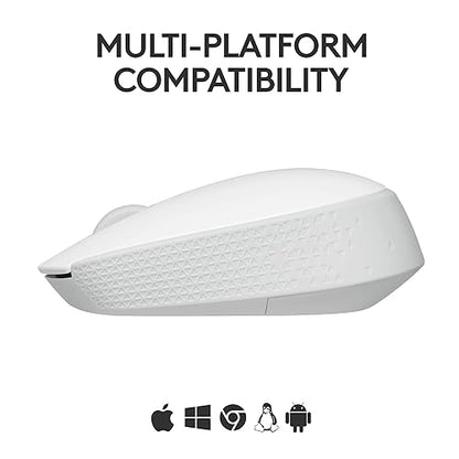 Logitech M170 Wireless Mouse for PC, Mac, Laptop, 2.4 GHz with USB Mini Receiver, Optical Tracking, 12-Months Battery Life, Ambidextrous - Off White