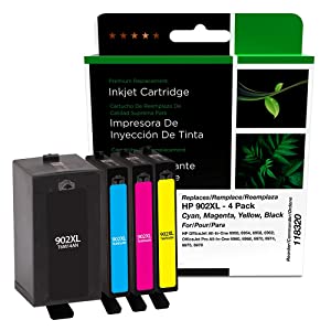 Clover imaging group Clover Remanufactured Ink Cartridges Replacement for HP 902XL | Black, Cyan, Magenta, Yellow 4-Pack XL