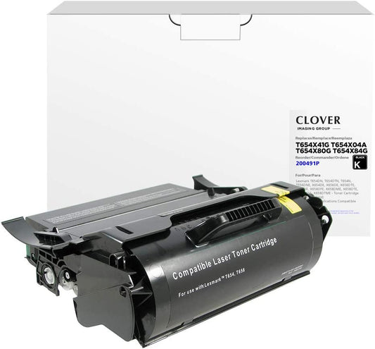 Clover imaging group Clover Remanufactured Toner Cartridge for Lexmark T654X41G, T654X04A, T654X80G, T654X84G, T654X11A, T654X31G, T654X21A, T654X87G, X654X21A, X654X11A, X654X04A | Black