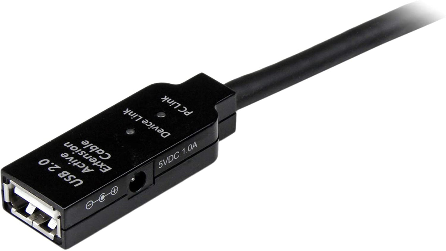 StarTech.com 5m USB 2.0 Active Extension Cable M/F - 5 meter USB A Male to USB A Female USB 2.0 Repeater / Extender Cable - Black - 15ft (USB2AAEXT5M) 16.4 ft USB 2.0 Cable