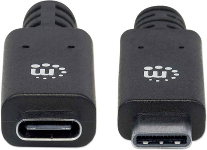 Manhattan Products SuperSpeed+ USB-C Extension Cable, USB 3.1 Gen 2, Type-C Male to Type-C Female, 10 Gbps, 5 A, 50 cm (1.5 ft.), Black Black 50 cm, 10 Gbps (Polybag) USB-C to USB-C Extension Cable