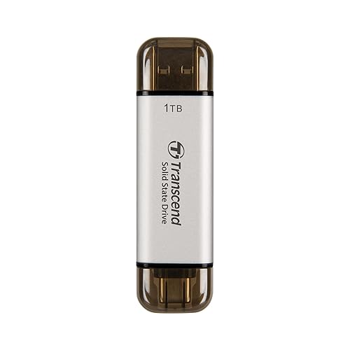 Transcend ESD310 1 TB Portable Solid State Drive - External - Silver - Desktop PC, Notebook, Gaming Console Device Supported - USB 3.2 (Gen 2) - 1050 MB/s Maximum Read Transfer Rate