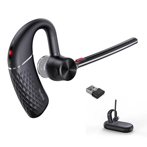 Yealink BH71 Pro Bluetooth Earpiece, Office Wireless Headset with Charging Case, 30 Hours Talk Time, Noise Canceling Microphone, Mute & Voice Control, USB-A Dongle for PC, Works with Teams,Zoom Single ear bluetooth headset