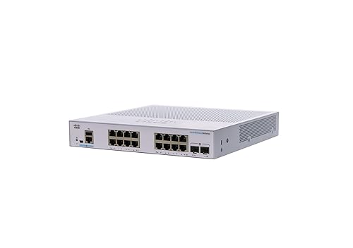 CISCO DESIGNED Business CBS250-16T-2G Smart Switch | 16 Port GE | 2x1G SFP | Limited Lifetime Protection (CBS250-16T-2G) (CBS250-16T-2G-NA) Switch 16-port GE / 2 x GE uplinks