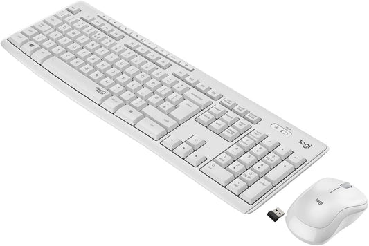 Logitech MK295 Wireless Mouse &amp; Keyboard Combo with SilentTouch Technology, Full Numpad, Advanced Optical Tracking, Lag-Free Wireless, 90% Less Noise - Off White
