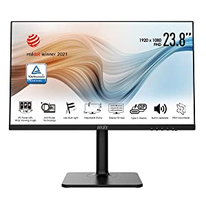MSI Modern MD241P, 24", 1920 x 1080 (FHD), IPS, 75Hz, TUV Certified Eyesight Protection, 5ms, HDMI, USB C, Tilt, Swivel, Height Adjustable, Pivot