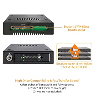 ICY DOCK Rugged Full Metal 2.5” SATA HDD &amp; SSD Mobile Rack for External 3.5" Drive Bay | ToughArmor MB991SK-B