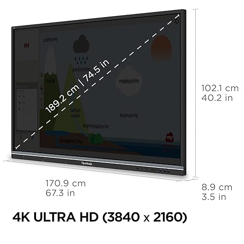 ViewSonic IFP7550 75 2160p 4K Interactive Display, 20-Point Touch, VGA, Display-Port, HDMI