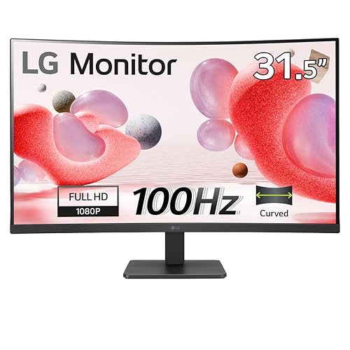 LG FHD Monitor (32MC50C-B) 31.5 inch FHD (1920x1080) Curved Display(1500R), 100Hz Refresh Rate, AMD FreeSync, Black Stabilizer, Black 32" Curved 100 Hz FHD 1920 x 1080