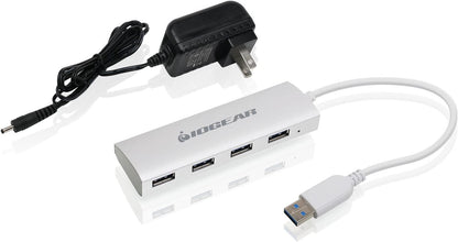 IOGEAR Powered 4 Port USB 3.0 Hub - 1 USB 3.0 In - 4 USB 3.0 Out - 5Gbps Data Transfer Rate - Compatible with Mac and Win - Aluminum Housing - GUH304P Met P4P Hub, 4-Port USB 3.0 Powered Hub