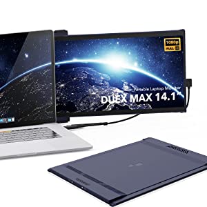 New Mobile Pixels 2023 Duex Max Portable Monitor, 14.1" FHD 1080P IPS Ultra Slim Laptop Screen Extender, USB A/USB C Plug and Play Auto Rotated, Windows/Mac/Android/Switch Compatible (Set Sail Blue)