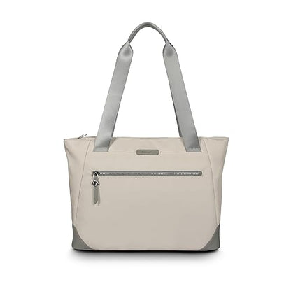 Targus Avila Tote Bag for Women, Fits 15–16” Laptops – Stylish Work Tote, Recycled Material, Water-Resistant, Zippered Pockets, Trolley Strap, French Oak, TBA00113GL