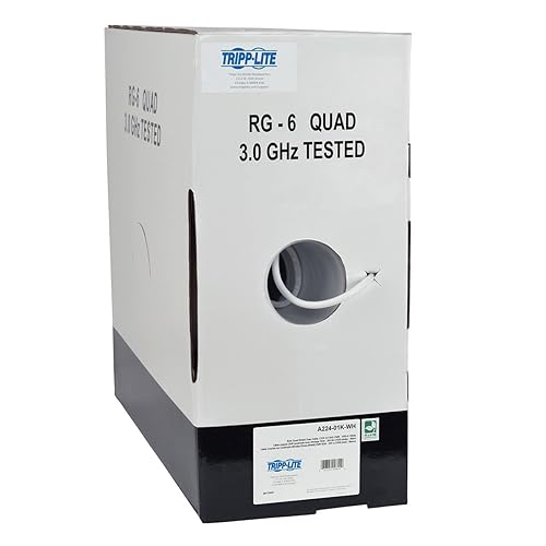 Tripp Lite RG6/U Quad-Shield Coaxial Bulk Cable, CMR-Rated, White, 1000 ft. (A224-01K-WH)