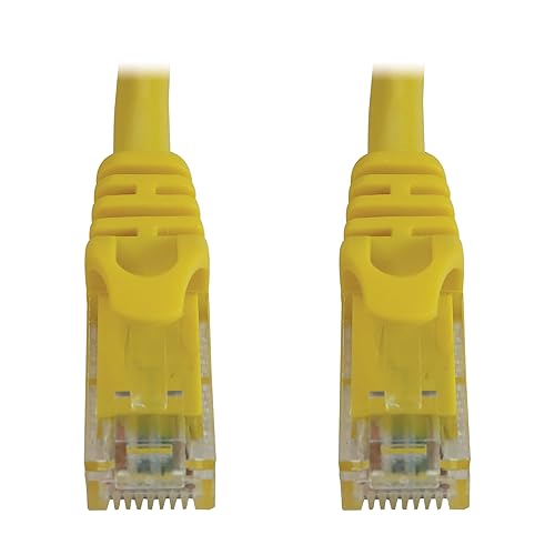 Tripp Lite Cat6a 10G Ethernet Cable, Snagless Molded UTP Network Patch Cable (RJ45 M/M), Yellow, 1 Foot / 0.3 Meters, Manufacturer's Warranty (N261-001-YW)