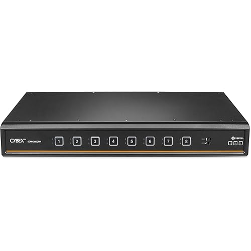 Vertiv Avocent Cybex Secure MultiViewer KVM Switch, 16 Port, Dual AC, Universal DisplayPort, Common Access Card (CAC), Cursor Navigation Switching (CNS), NIAP Version 4.0 Certified (SCMV285DPH-400) Secure 8-Port