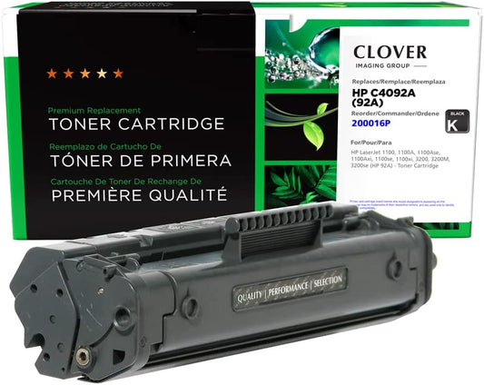 Clover imaging group Clover Remanufactured Toner Cartridge Replacement for HP C4092A (HP 92A) | Black