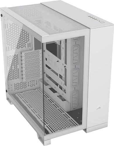 CORSAIR 6500X Mid-Tower ATX Dual Chamber PC Case – Panoramic Tempered Glass – Reverse Connection Motherboard Compatible – No Fans Included – White Tempered Glass 6500X White