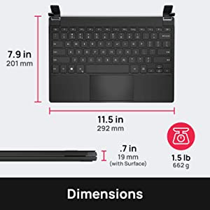 Brydge 12.3 Pro+ Wireless Keyboard Type Cover with Precision Touchpad | Compatible with Microsoft Surface Pro 7, 6, 5 &amp; 4 | Designed for Surface | (Black)