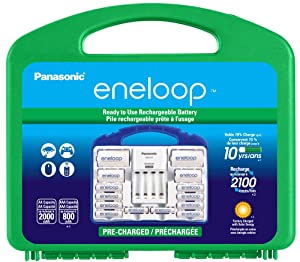 Panasonic K-KJ17MCC82A 4-Position Charger with 2 AAA &amp; 8 AA eneloop Batteries &amp; 2 C &amp; 2 D Spacers Power Pack Power Pack