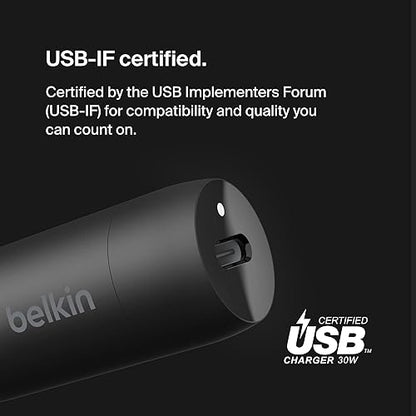 Belkin Boost?Charge™ 30W Fast Car Charger, USB-C Power Delivery Port, 4-Port USB Power Extender, Universal Compatibility for iPhone 16, Galaxy S25, Note Series, Nintendo Switch 2 and More - Black