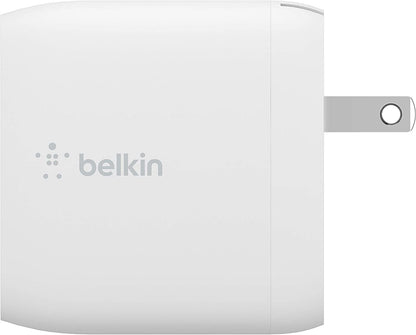 Belkin 24W Dual Port USB Wall Charger - USB C Cable Included - iPhone Charger Fast Charging - USB Charger Block for Power Bank, iPad &amp; iPad Pro, Samsung Galaxy S20, Samsung Note, Google Pixel &amp; More