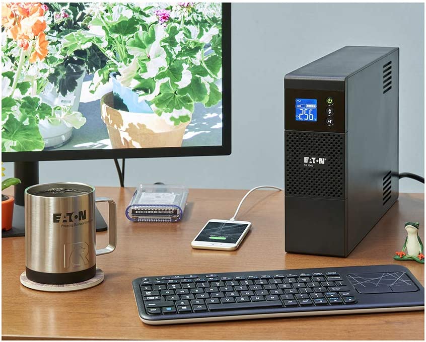 Eaton 5S1000LCD UPS Battery Backup &amp; Surge Protector, 1000VA / 600W, AVR, LCD Display, Line Interactive 5S LCD Power Supply 1000VA