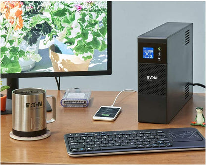 Eaton 5S1000LCD UPS Battery Backup &amp; Surge Protector, 1000VA / 600W, AVR, LCD Display, Line Interactive 5S LCD Power Supply 1000VA