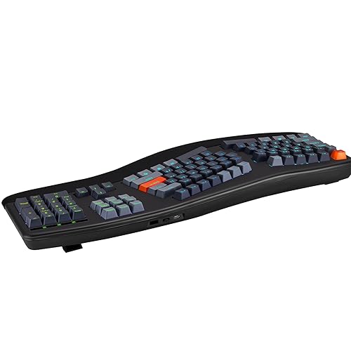 Adesso EasyTouch 1500 Ergonomic Mechanical RGB Keyboard, Wired/Wireless/Bluetooth, VIA/QMK, Multi-OS, Cherry MX Red Switches, Copilot Key, Hot-Swappable, USB-C, 4000mAh Battery
