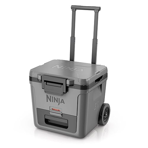 Ninja FrostVault 30qt Wheeled Cooler with Dry Zone, Integrated Fridge-Temp Dry Storage Drawer, Premium Heavy-Duty Insulated Cooler, Keeps Ice for Days, Slate Gray FB230CGY