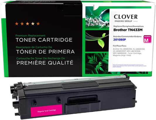 Clover imaging group Clover Remanufactured Toner Cartridge Replacement for Brother TN433M | Magenta | High Yield Magenta 4,000