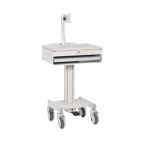 Tripp Lite Mobile Workstation with Monitor Arm, Casters, Locking Drawer TAA (WWSS1DWSTAA), White