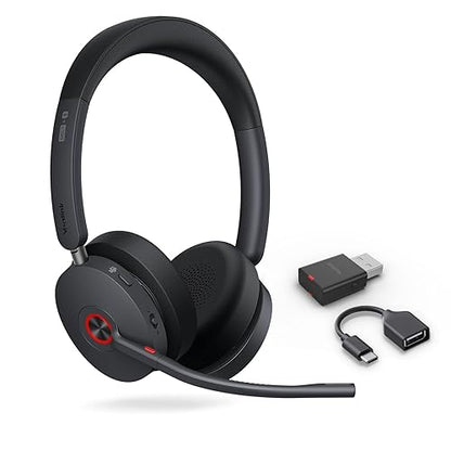Yealink WH68 Hybrid ANC DECT&Bluetooth Wireless Headset with Adapter, 492ft Rang Stereo Active Noise Cancellation Headphones for Teams,Zoom,UCwith 6X Mic, 32H Call,Dual Ear Headsets (PC,Mobile,Phone)