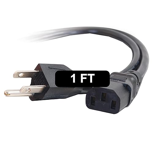 C2G 1FT Replacement AC Power Cord - Power Cable for TV, Computer, Monitor, Appliance & More (24240) 1 Pack 1 FT