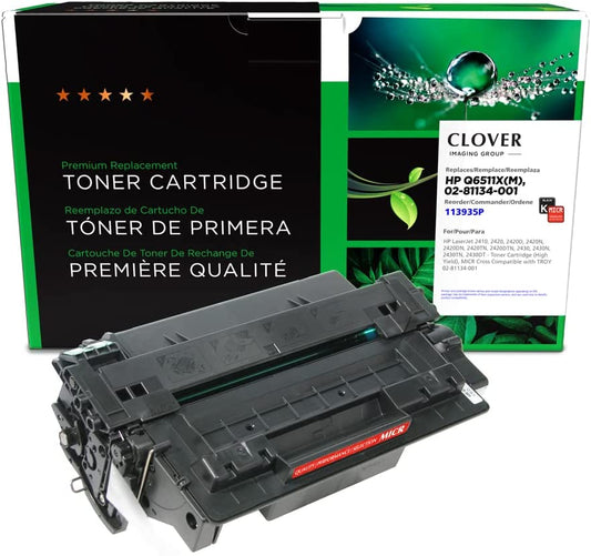 Clover imaging group Clover Remanufactured MICR Toner Cartridge Replacement for HP Q6511X, Troy 02-81134-001 | Black | High Yield Black 12,000