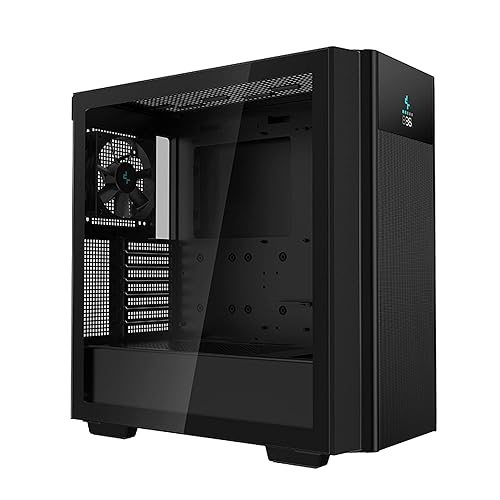 DeepCool CH510 MESH DIGITALMid-Tower ATX Computer Case, Digital LCD Display for CPU/GPU Temps, Airflow Style Mesh Panels, Magnetic Tempered Glass Window with Safety Lock, Black