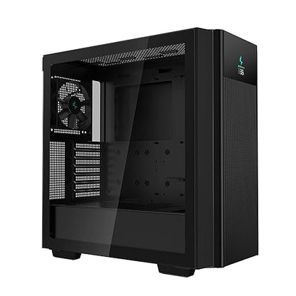 DeepCool CH510 MESH DIGITALMid-Tower ATX Computer Case, Digital LCD Display for CPU/GPU Temps, Airflow Style Mesh Panels, Magnetic Tempered Glass Window with Safety Lock, Black