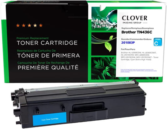 Clover imaging group Clover Remanufactured Toner Cartridge Replacement for Brother TN436C | Cyan | Extra High Yield Cyan 6,500