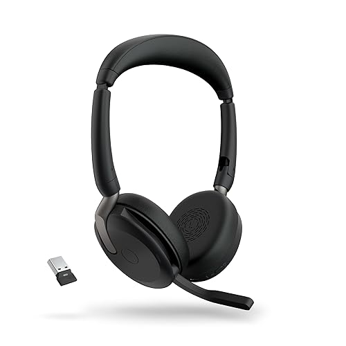 Jabra Evolve2 65 Flex Wireless Stereo Headset - Bluetooth, Noise-Cancelling ClearVoice Technology & Hybrid ANC - Works with All Leading UC Platforms Such As Zoom & Google Meet - Black USB-A UC