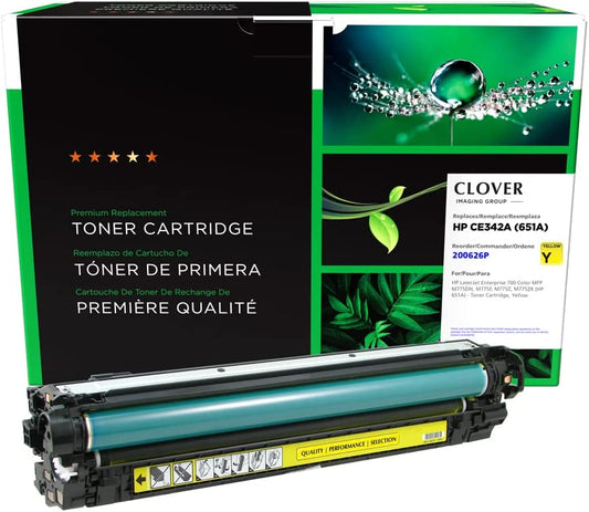 Clover imaging group Clover Remanufactured Toner Cartridge Replacement for HP CE342A (HP 651A) | Yellow Yellow 16,000